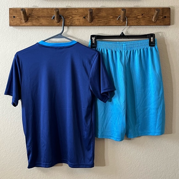 Boy Beverly Hills Polo Club Matching Set Navy and Light Blue Tee - Picture 2 of 7